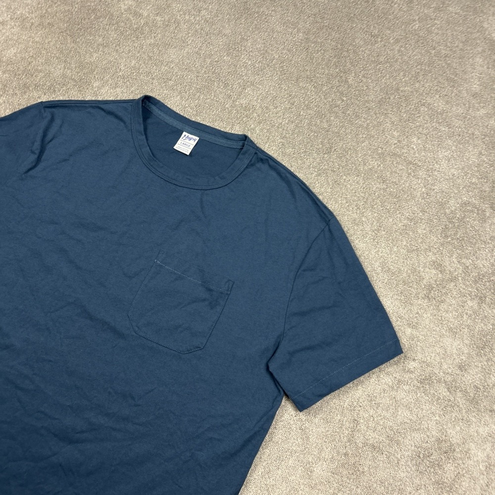 Mugsy T Shirt Mens Large Blue Short Sleeve Pocket Short Sleeve Cotton Preppy